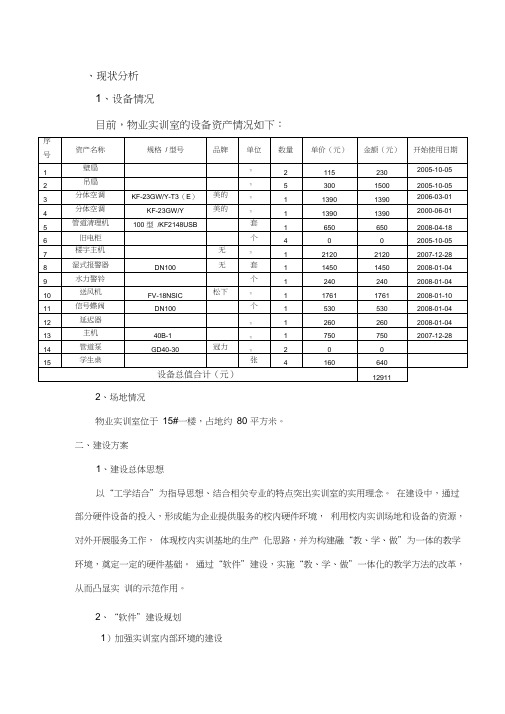 物业实训室建设方案