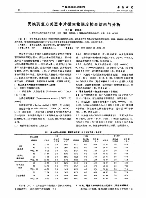 民族药复方美登木片微生物限度检查结果与分析