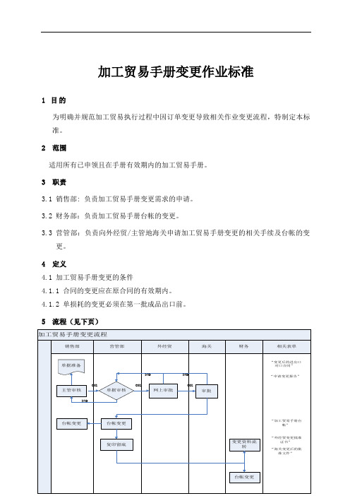 加工贸易手册变更作业标准