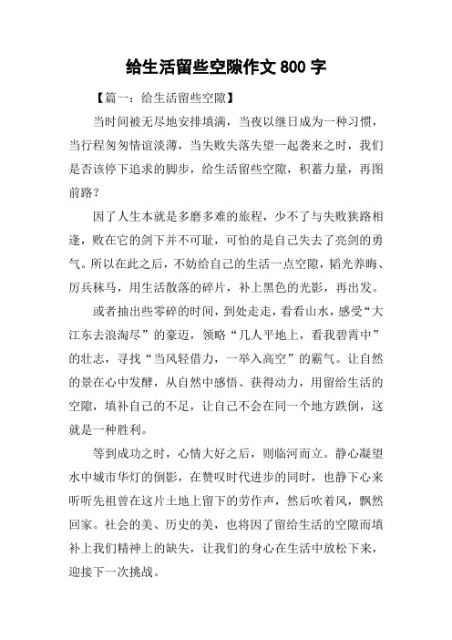 给生活留些空隙作文800字