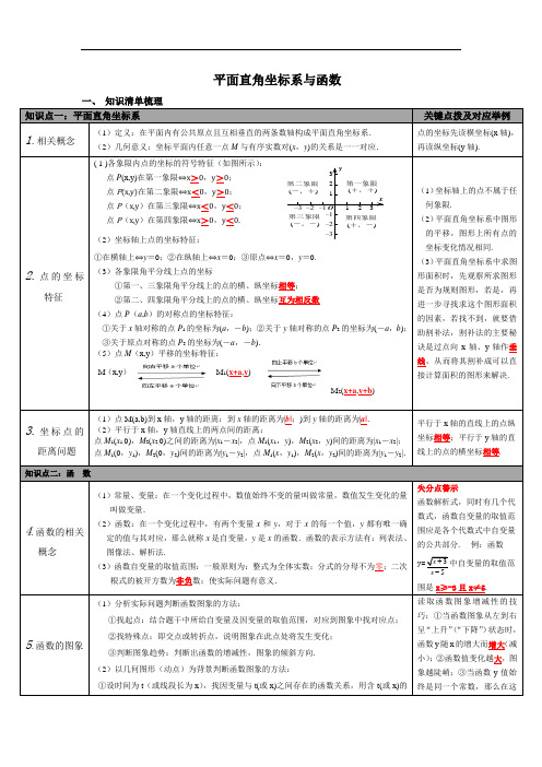 平面直角坐标系与函数