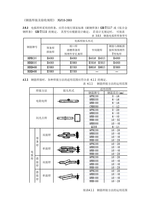 《钢筋焊接及验收规程》 JGJ18-2003