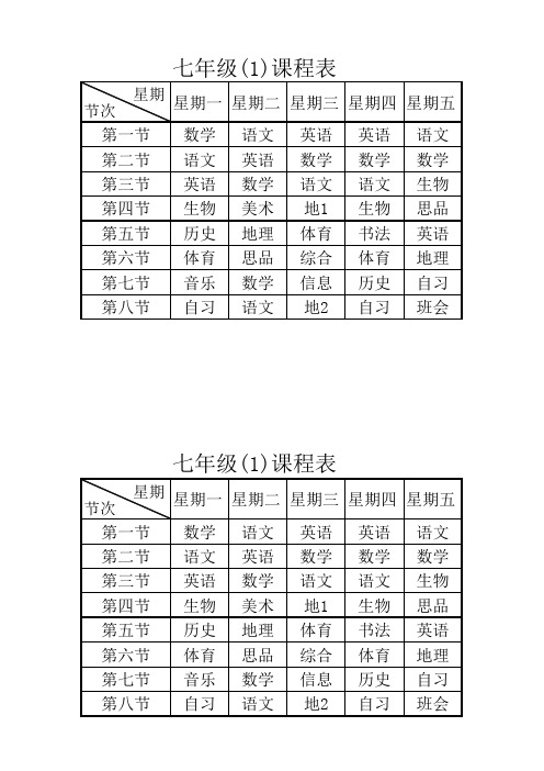 中学课程表