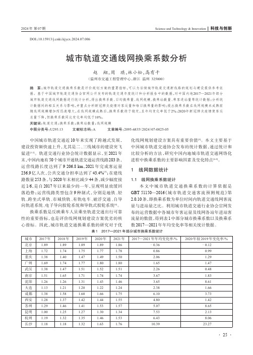 城市轨道交通线网换乘系数分析