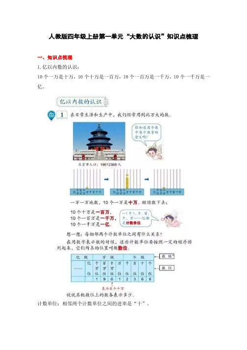 数学四年级上册第1单元知识点梳理