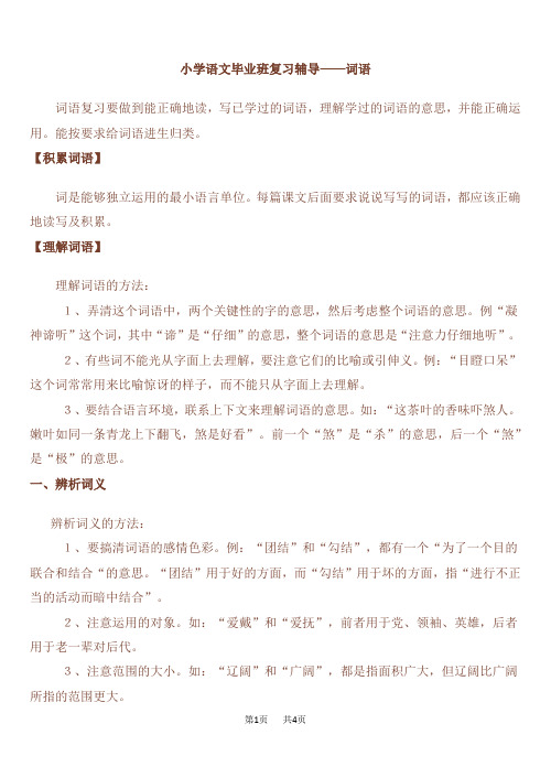 小学语文毕业班复习辅导——词1