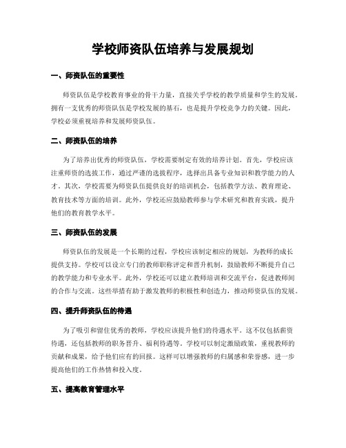 学校师资队伍培养与发展规划