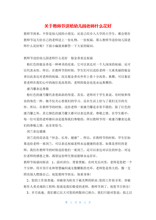 关于教师节送给幼儿园老师什么花好