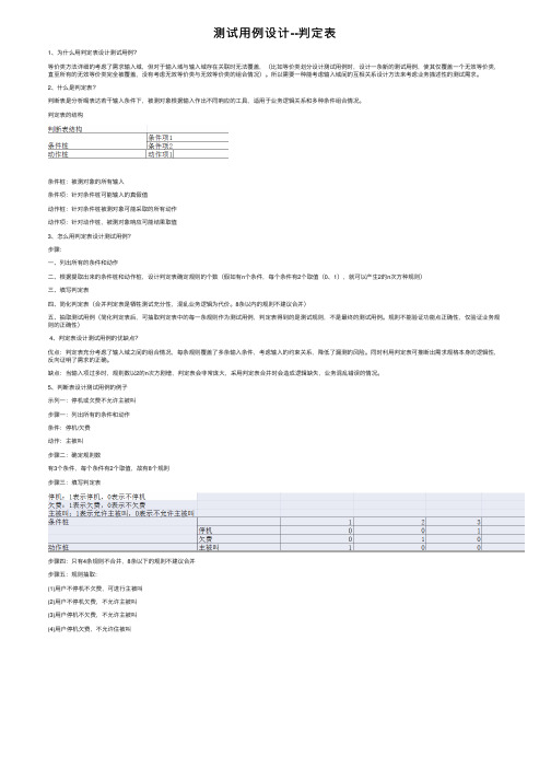 测试用例设计--判定表