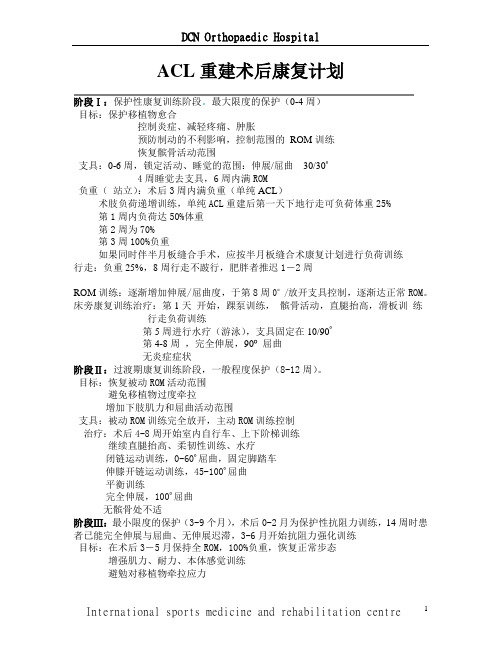 ACL重建术后康复计划