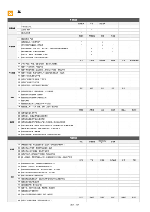 新车提车检查表