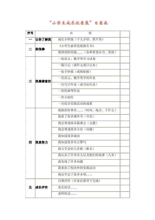 小学生成长记录袋