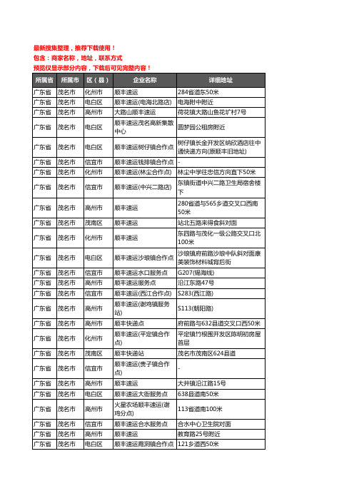 新版广东省茂名市顺丰快递企业公司商家户名录单联系方式地址大全115家