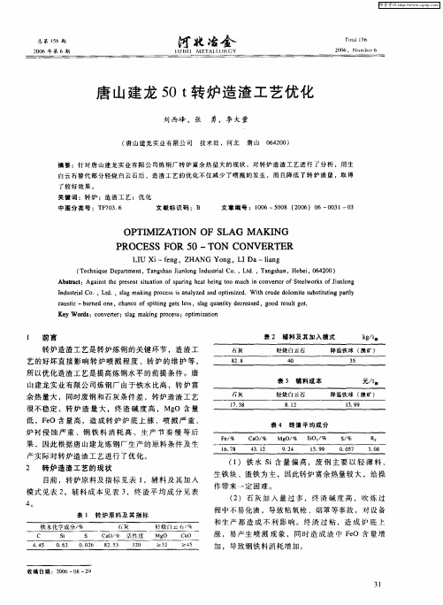 唐山建龙50t转炉造渣工艺优化