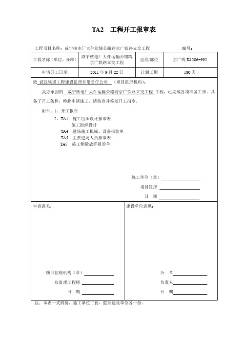 开工、施组报审表