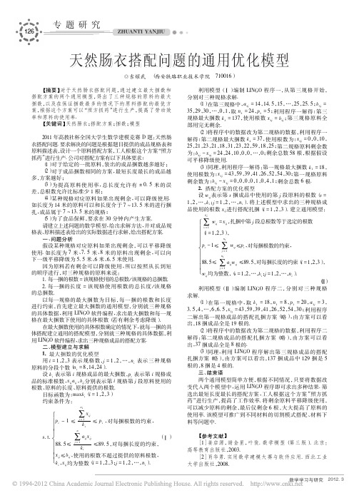 天然肠衣搭配问题的通用优化模型