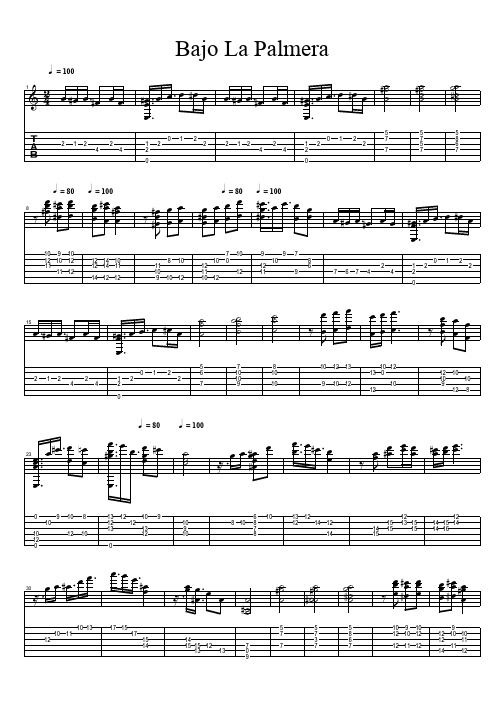 Albeniz, Isaac - Bajo La Palmera 经典 吉他谱 五线谱对照六线谱.pdf