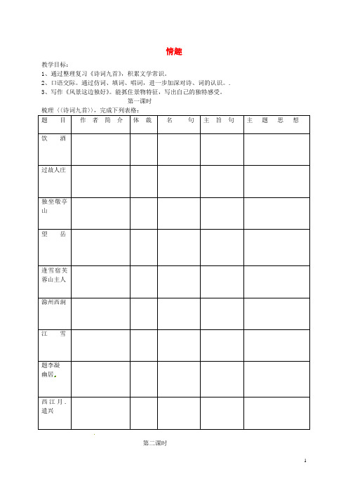 甘肃省酒泉第四中学八年级语文下册 情趣教学案