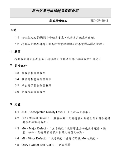 HSC-QP-20-2   成品检验作业程序 C3