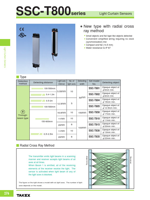 欧姆龙（OMRON）SSC-T801-835型号光幕传感器 说明书