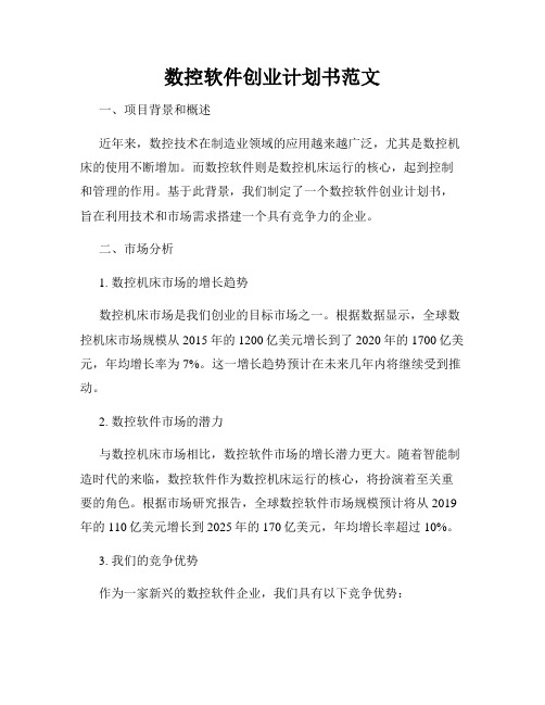 数控软件创业计划书范文