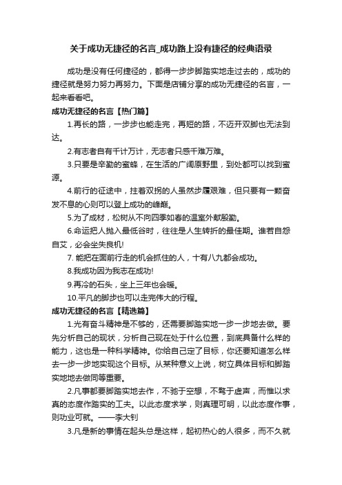 关于成功无捷径的名言_成功路上没有捷径的经典语录