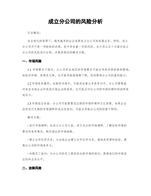 成立分公司的风险分析