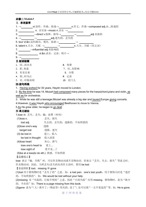 外研版高中英语必修二Module3知识详解