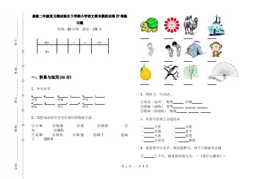 最新二年级复习测试混合下学期小学语文期末模拟试卷IV卷练习题
