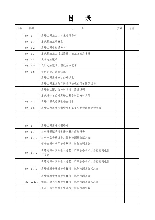 幕墙工程施工质量竣工验收资料全套表格DOC