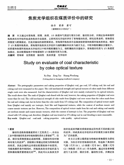焦炭光学组织在煤质评价中的研究