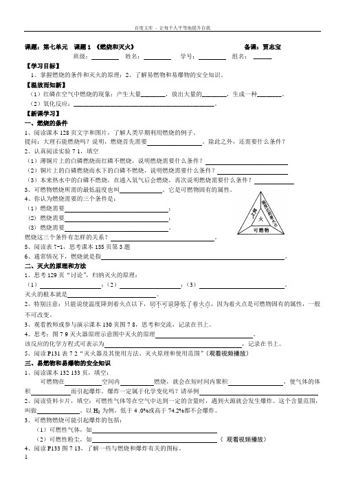 “燃烧和灭火”导学案