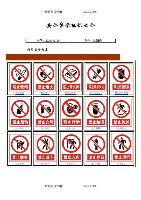 安全、环境、职业卫生警示标志图示大全之欧阳理创编