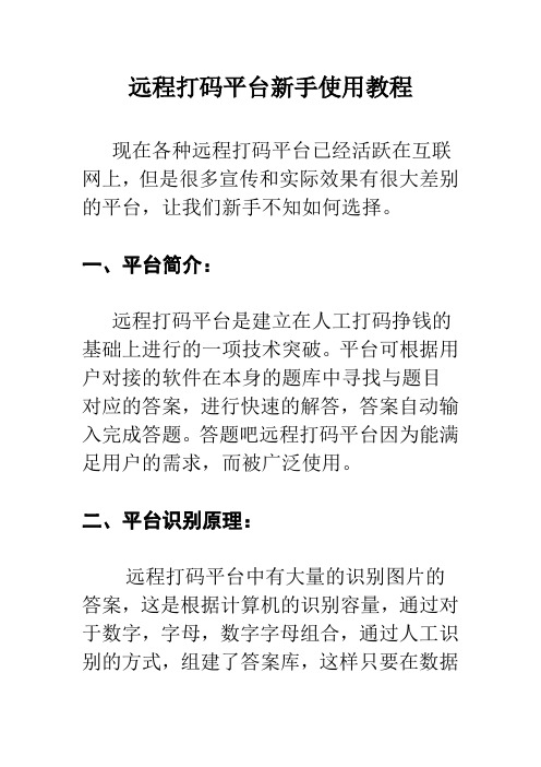 远程打码平台新手使用教程