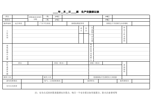 选煤厂交接班记录