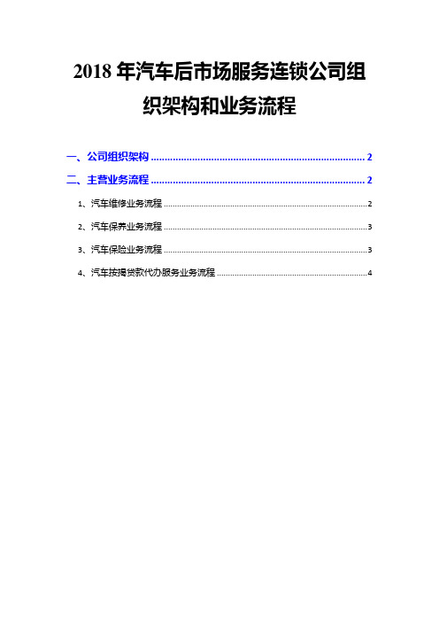 2018年汽车后市场服务连锁公司组织架构和业务流程