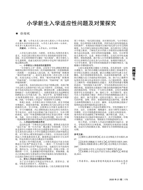 小学新生入学适应性问题及对策探究