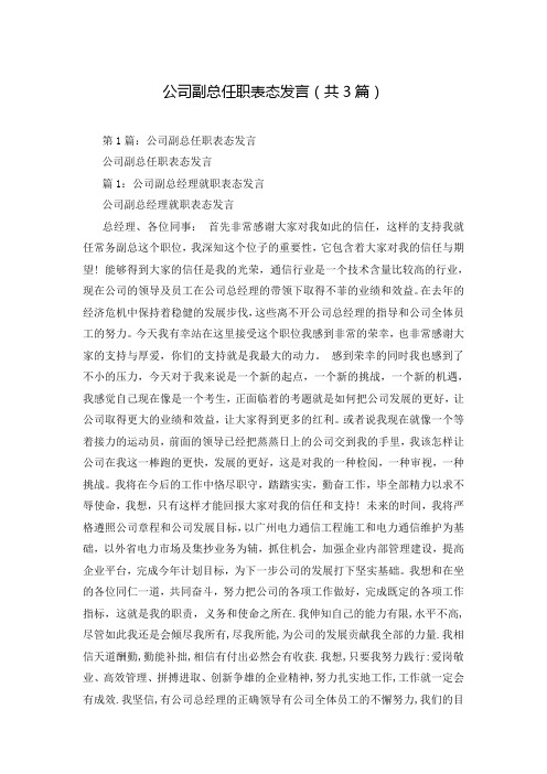 公司副总任职表态发言(共3篇)