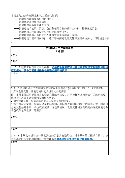 建筑工程设计文件编制深度规定-2016版与2008版设计深度新旧对照