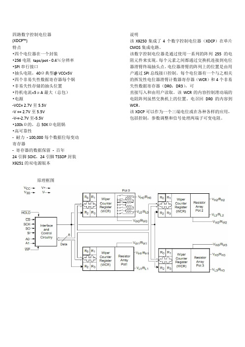 X9250四路数字控制电位器中文资料