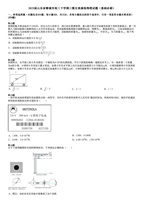 2023届山东省聊城市高三下学期三模全真演练物理试题(基础必刷)