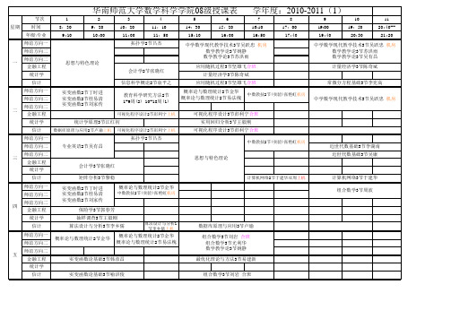 华南师范大学数学科学学院07级授课表