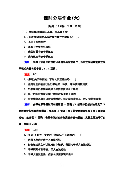 课时分层作业6  粒子的波动性