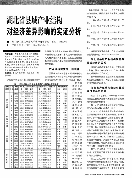 湖北省县域产业结构对经济差异影响的实证分析