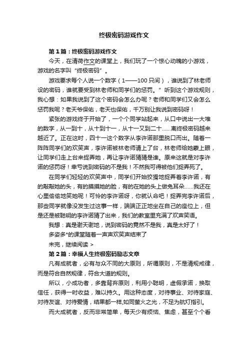 终极密码游戏作文