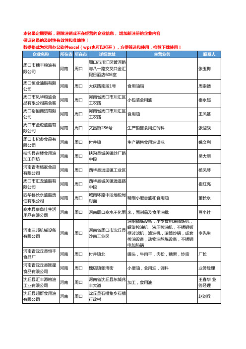 2020新版河南省周口食用油工商企业公司名录名单黄页联系方式大全34家