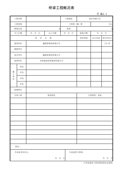 QL1.1 工程概况(市政工程用表)