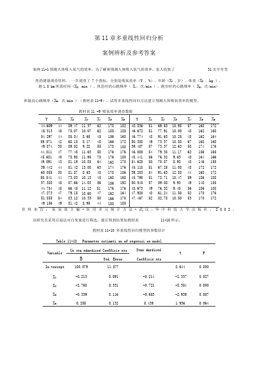 第11章多重线性回归分析案例辨析及参考答案