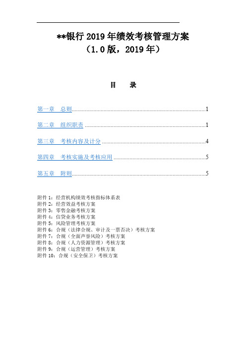 银行KPI绩效考核管理方案