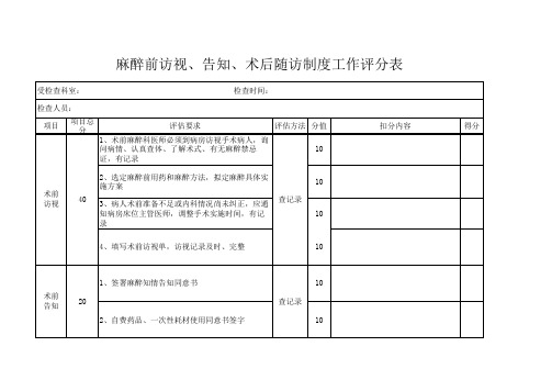 麻醉前访视、告知、术后随访工作制度